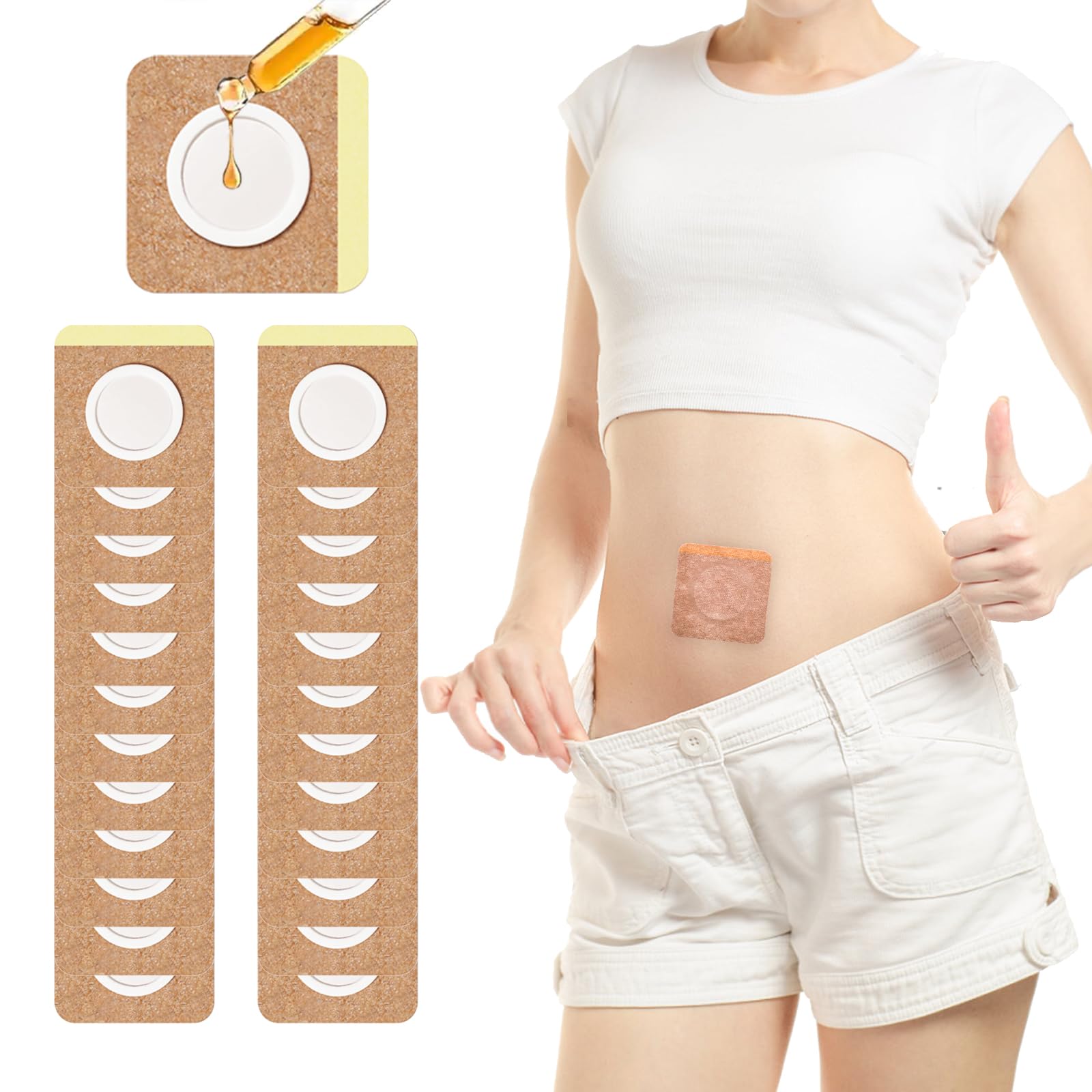 72Pcs Castor Oil Pack Wrap, Organic Cotton Castor Oil Patches for Belly Button, Disposable Self-Adhesive Pads, Portable Anti Lea