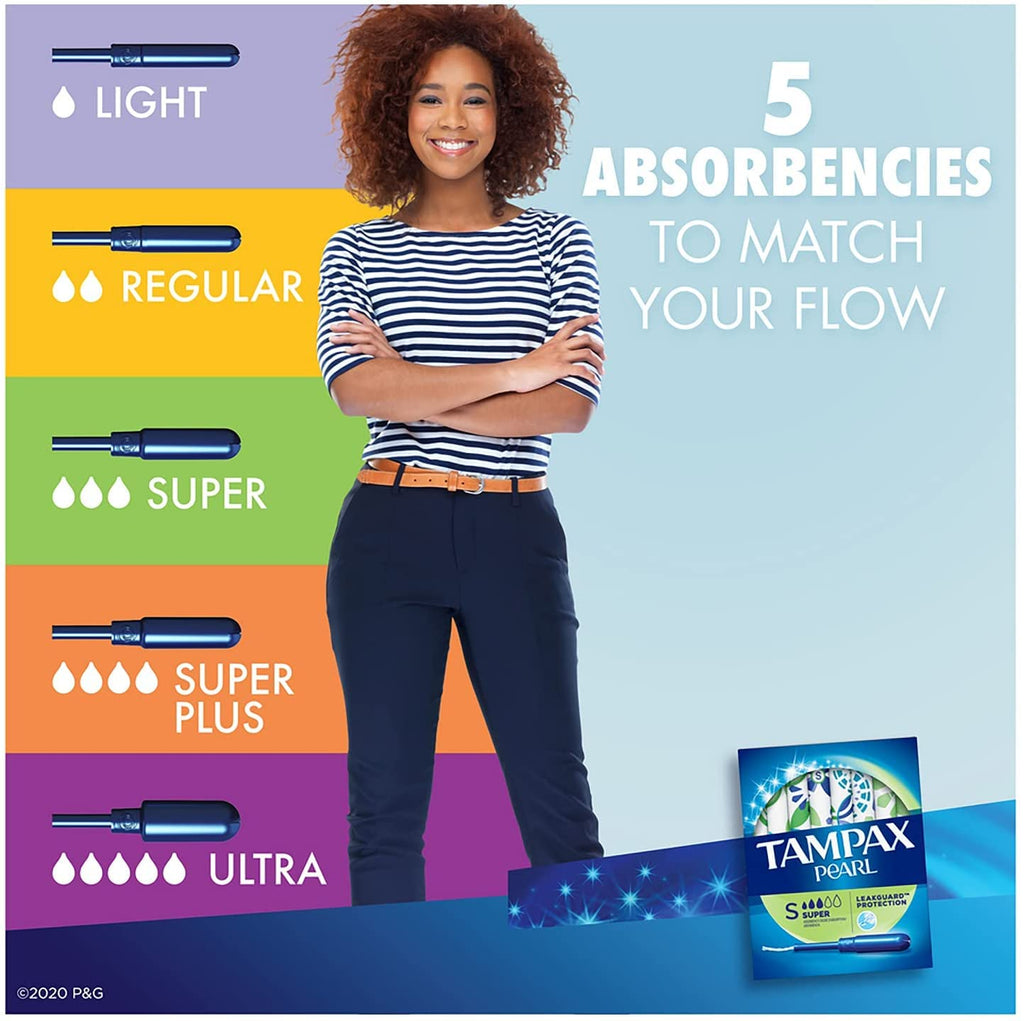 Tampax Tampons Pearl Super 18 Count Unscented (Pack of 6)
