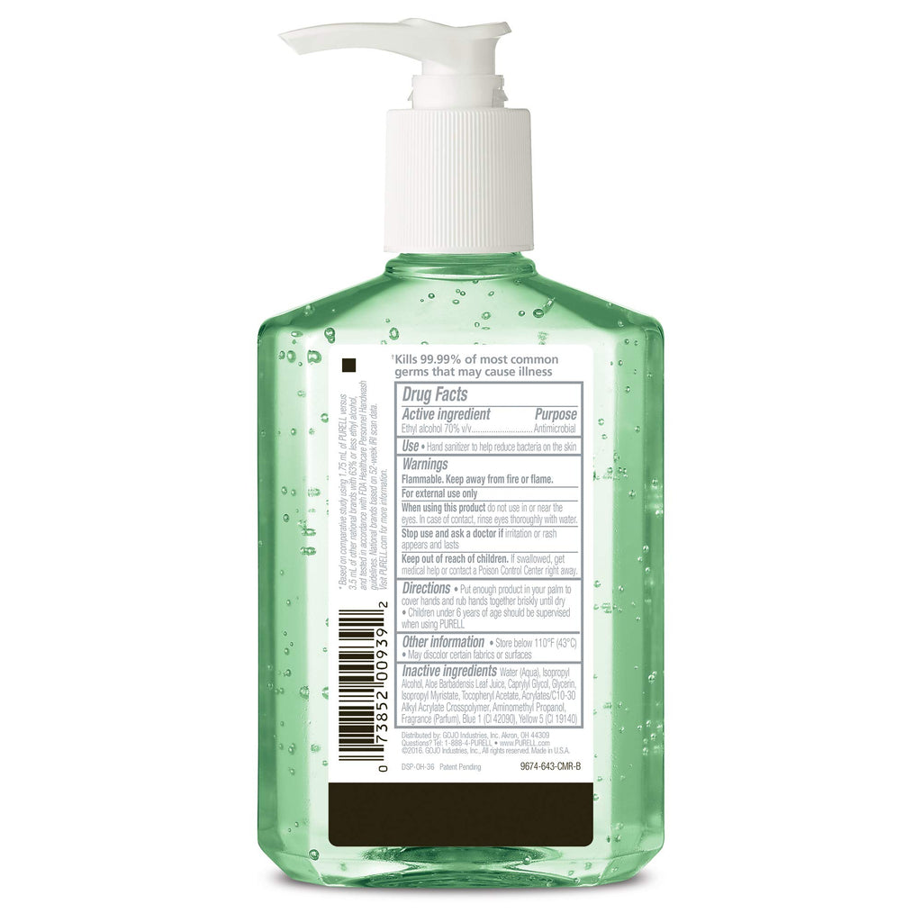 PURELL Advanced Hand Sanitizer Soothing Gel, Fresh scent, with Aloe and Vitamin E- 8 fl oz pump bottle (Pack of 2) - 9674-06-EC2