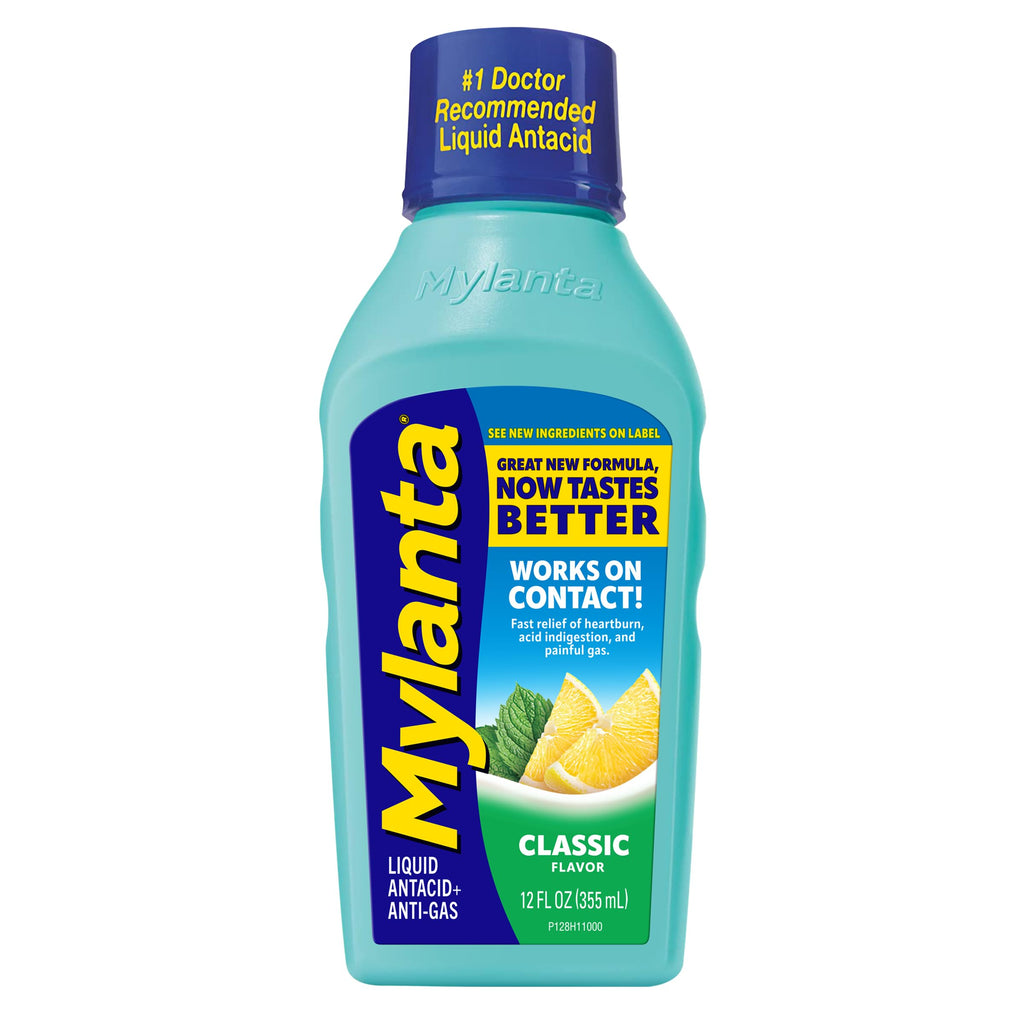 Mylanta Heartburn and Gas Relief, Liquid Antacid, Classic Flavor, 12 Fluid Ounce