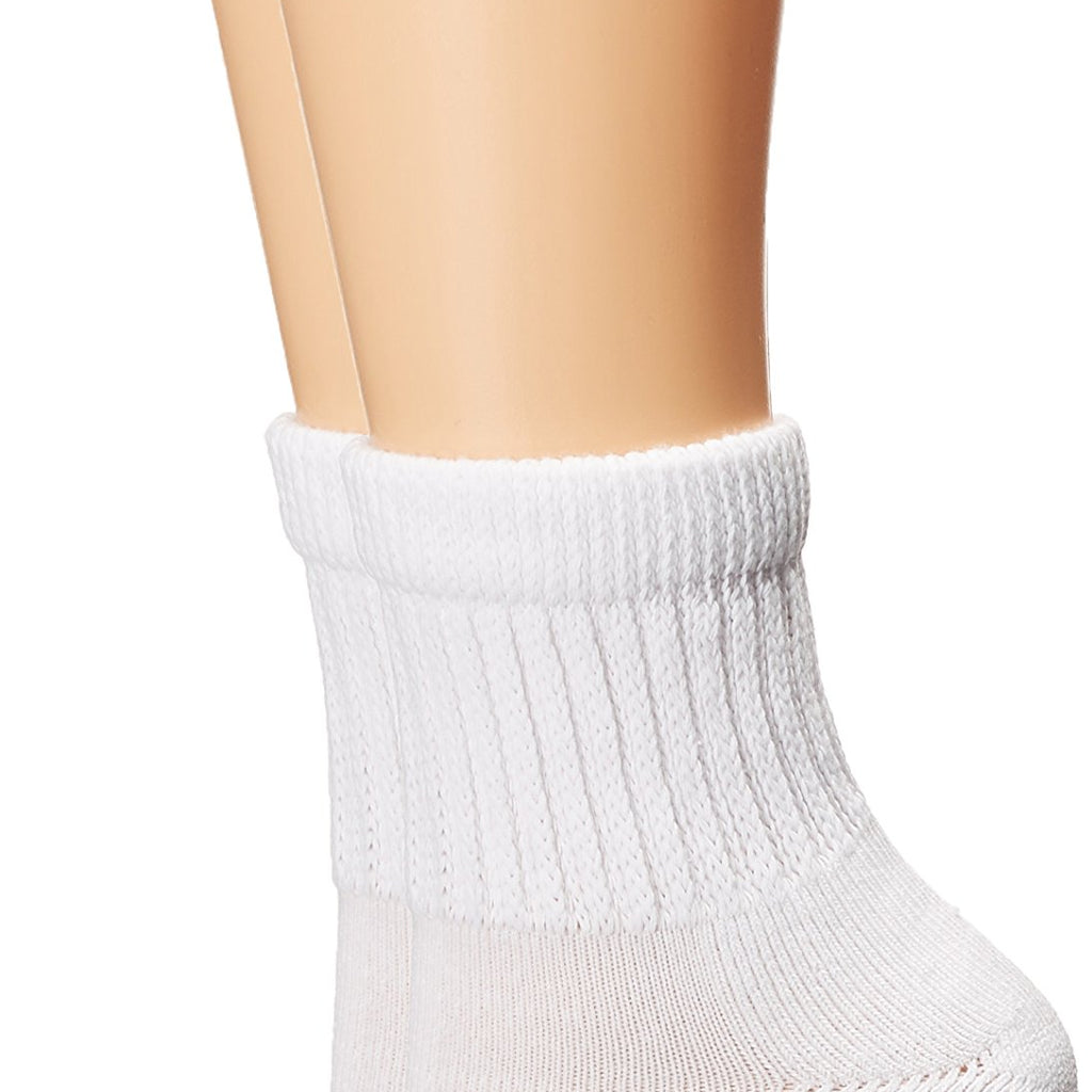 MediPeds womens Peds Quarter With Non-binding Funnel Top 2 Pairs diabetic socks and shoe insoles, White, 7 10 US