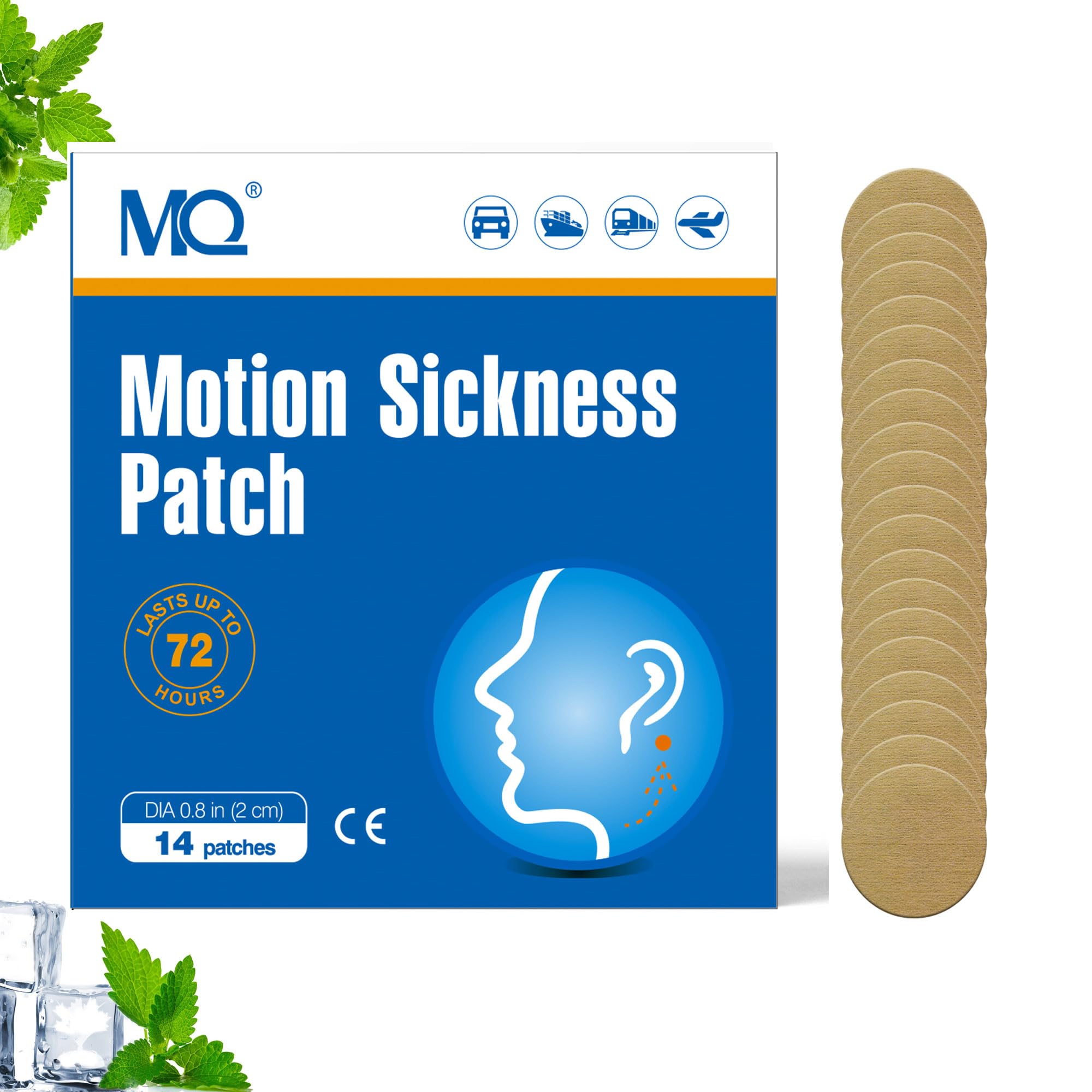 MQ 84ct Motion Sickness Patches Non Drowsy, Sea Sickness Patches for Cruise Travel Essentials, Waterproof Patch Behind Ear for C