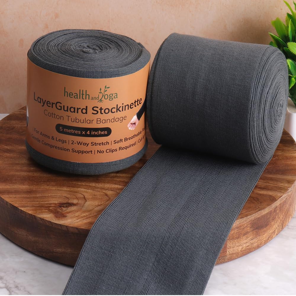 LayerGuard Cotton Stockinette Sleeve Roll, Stretchable Raw Cotton - Comfort wear, Sweat Absorbent Tubular Bandage - Prevents Res