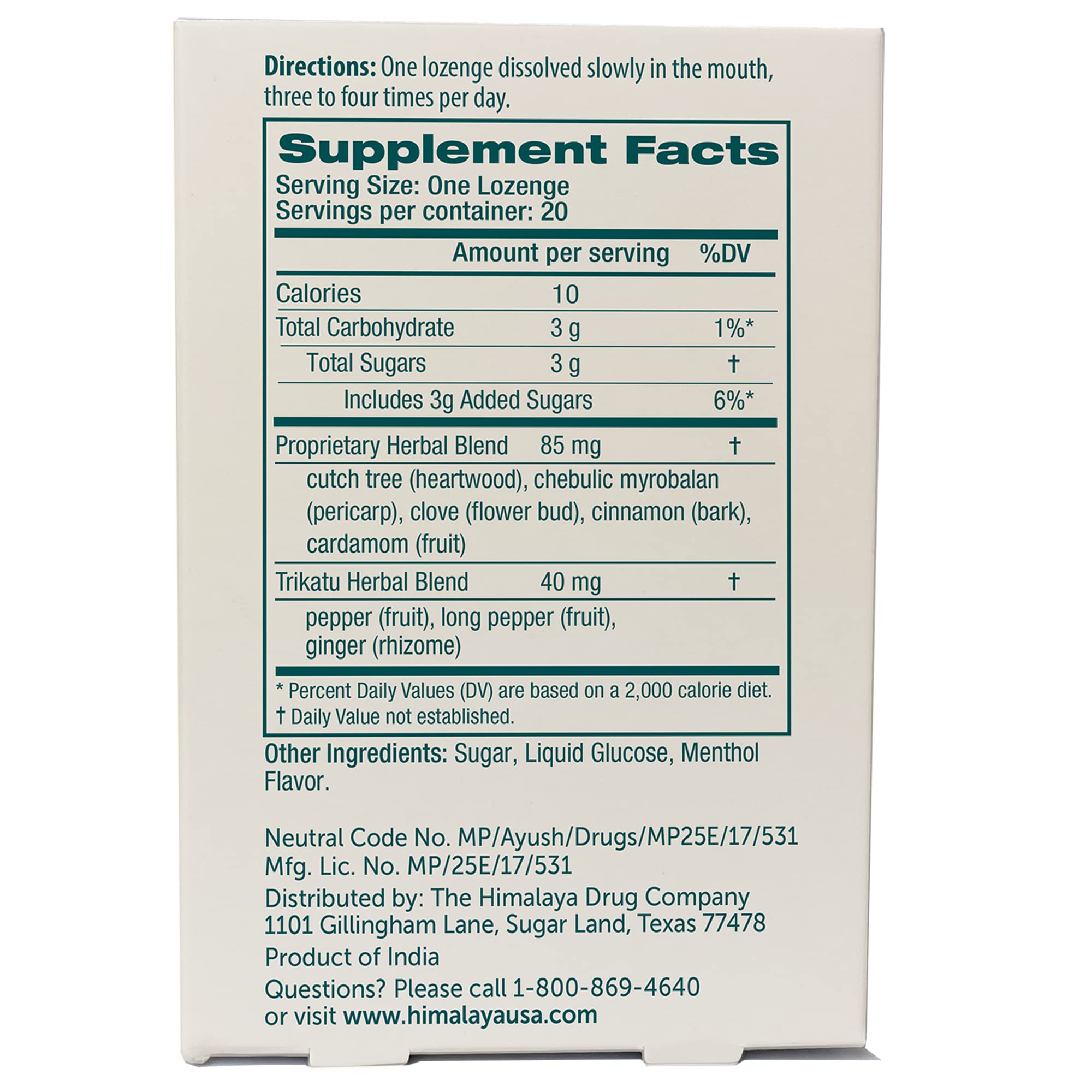 Himalaya Koflet Lozenges, Original Menthol Flavor, Natural Herbal Cough Drop for Warming Relief and Soothing Throat Comfort, 130