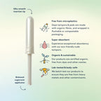 Daye Organic Tampons, 54 Ct, Metal-Tested, No-Shed Sleeve, Gamma Ray Sanitized (Regular, 54, Count)