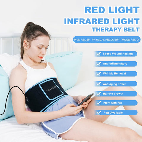 Red Light Therapy Infrared Light Therapy Wrap Belt for Body Pain Relief Wearable Large Pad for Waist Back Stomach Muscle Repair,