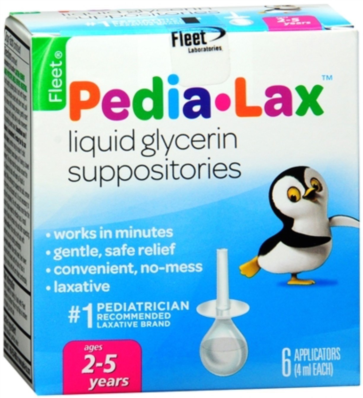Fleet Pedia-Lax Liquid Glycerin Suppositories 6 Each (Pack of 12)