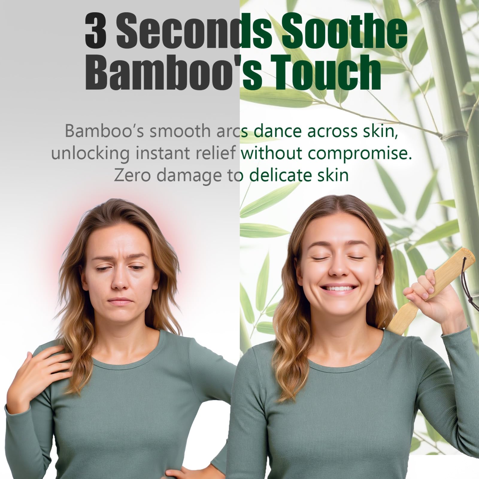 Renook Back Scratcher Bamboo - 3 PCS 17   Wooden Back Scratchers Long Handle,Back-Scratcher for Men, Women & Kids, Body Itchin