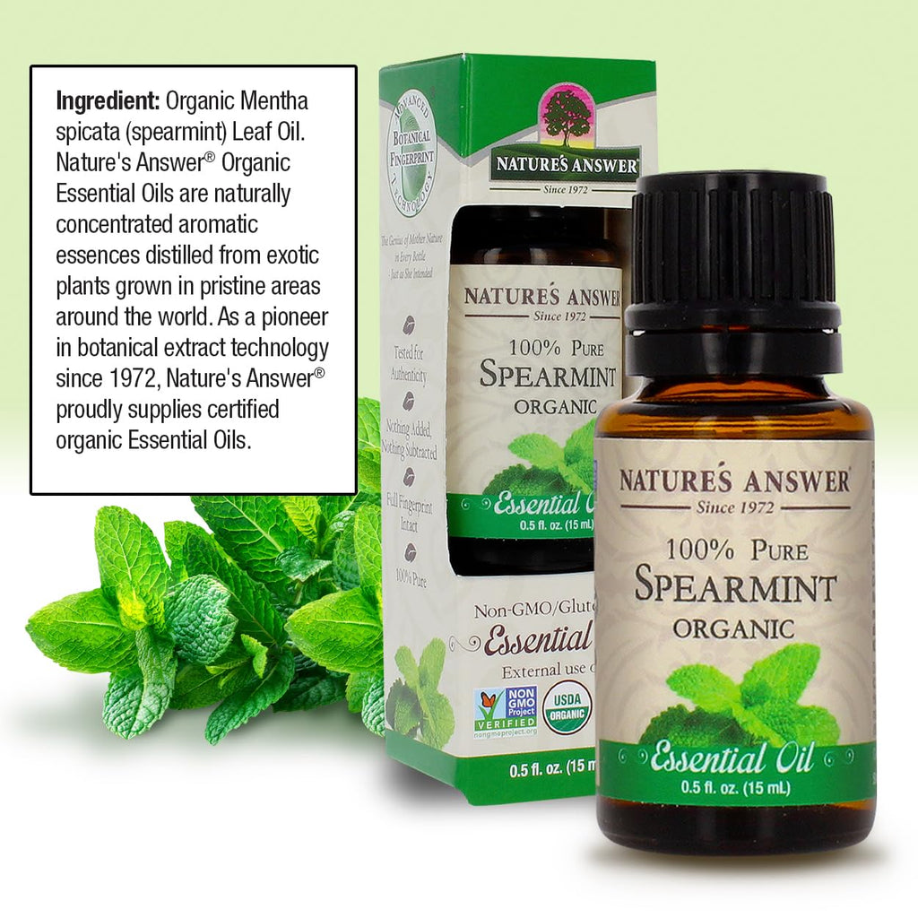 Natures Answer 100% Pure Organic Essential Oil, 0.5-Ounce, Spearmint