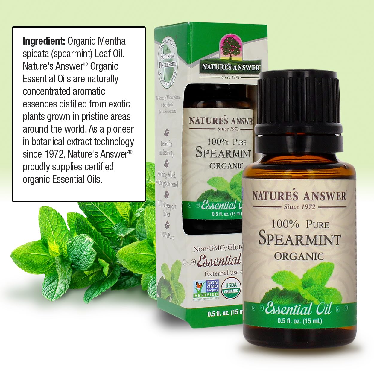 Natures Answer 100% Pure Organic Essential Oil, 0.5-Ounce, Spearmint
