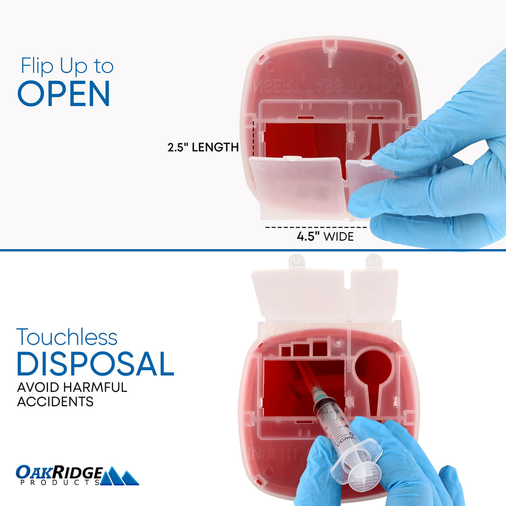 Oakridge Products Sharps Container for Home Use and Professional 1 Quart (3-Pack), Biohazard Needle and Syringe Disposal, Flip-u