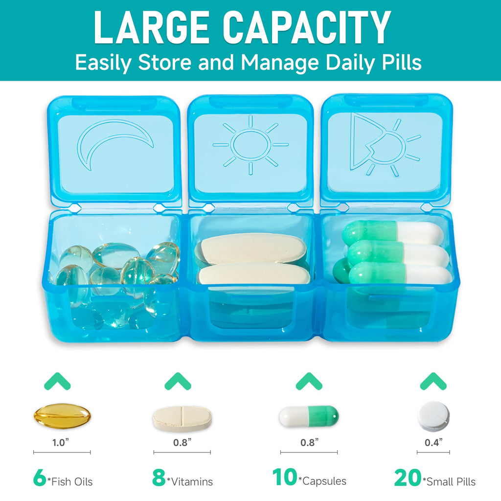 Monthly Pill Organizer 3 Times a Day, Portable Pill Box with Weekly Travel Bag, Large Capacity Medicine Organizer with Labels, 3