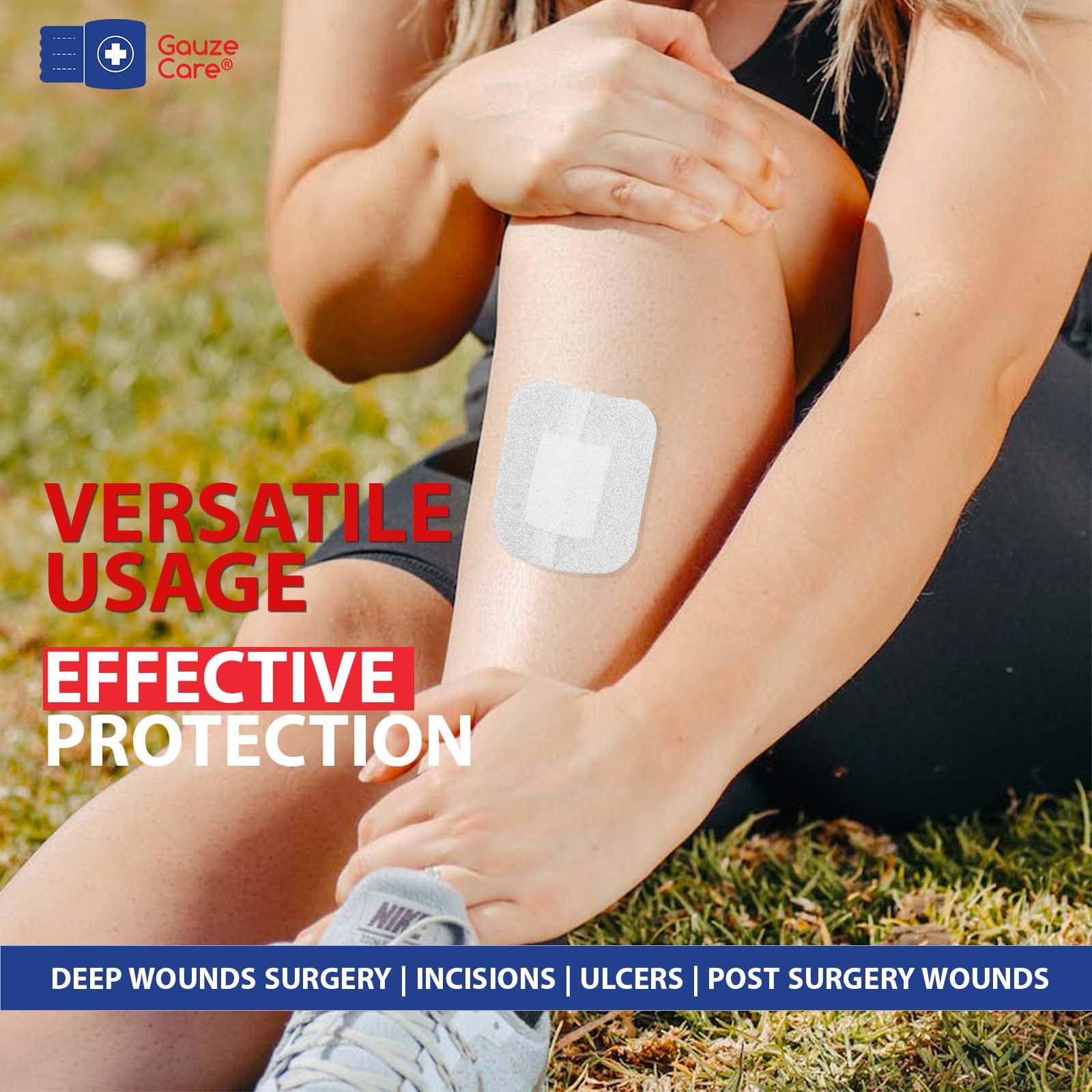 GauzeCare Island Dressing 4x4 inch 28 Pcs| Individually Packed Sterile Pouches| 2x2 Non-Stick Pad in Center with Acrylic Adhesiv