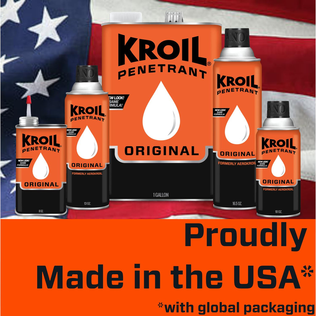 Kroil Original Penetrating Oil (Drip-8oz Can-Case of 4) | Penetrant for Rusted Bolts, Metal, Hinges, Chains, Moving Parts | Rust