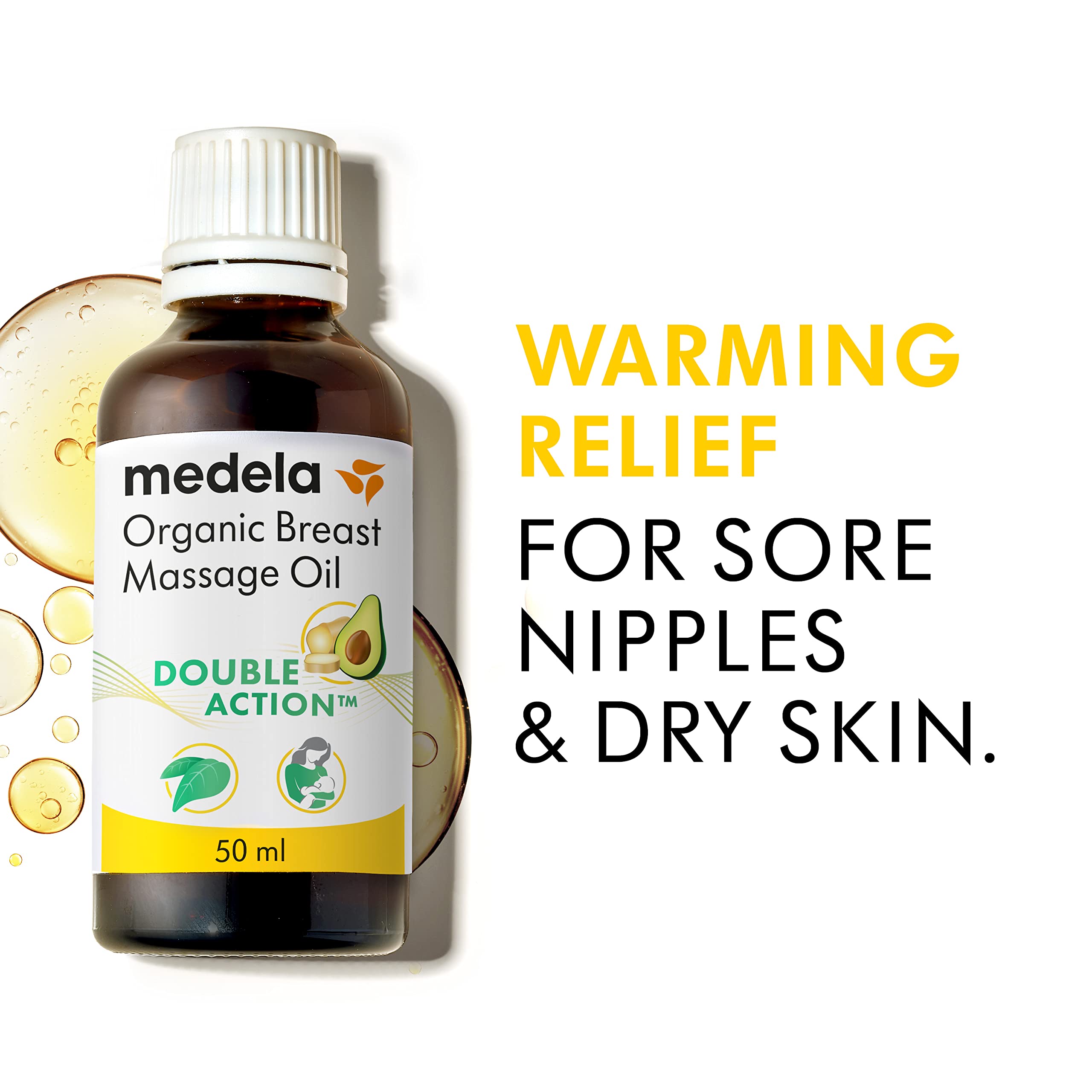 Medela Organic Breast Massage Oil for Breastfeeding Mothers | Relieve Breast Tenderness and Fullness | All-Natural Formula with