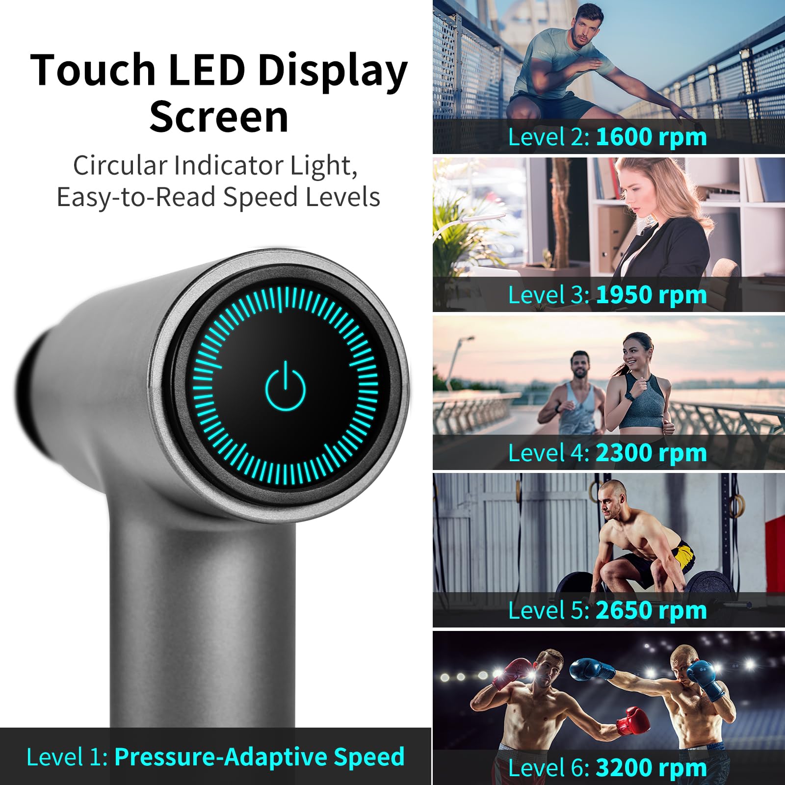 arboleaf Massage Gun, Powerful Massage Gun Deep Tissue, Handheld Percussion Muscle Massager with Portable Travel Case for Athlet