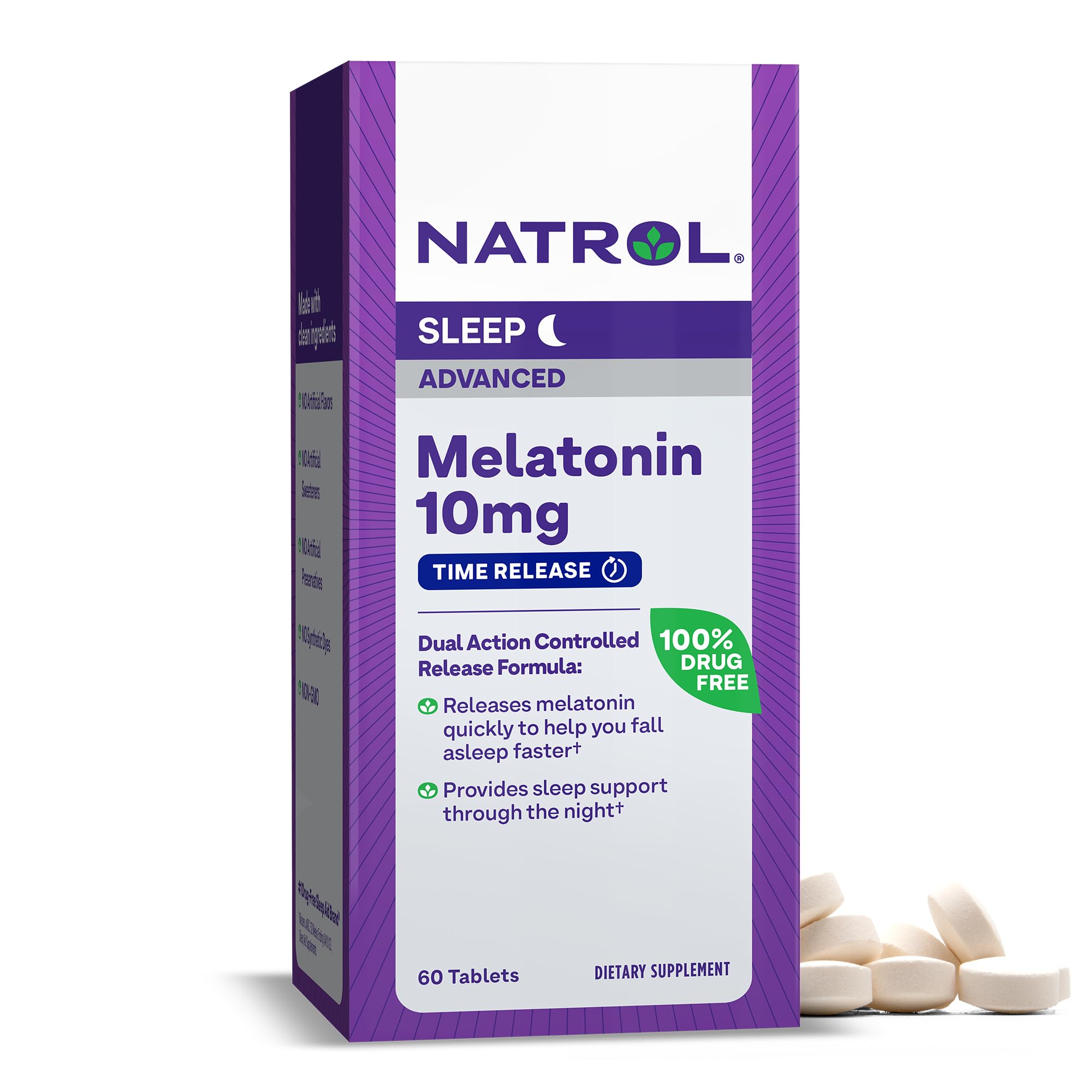Natrol Advanced Sleep Melatonin 10mg, Dietary Supplement for Restful Sleep, Time Release Melatonin Tablets, 60 Time-Release Tabl