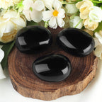MAIBAOTA 1.6-2.0'' Black Obsidian Crystal Large Obsidian Stone Reiki Black Crystal Natural Tumbled Pink Polished Stones for Ener