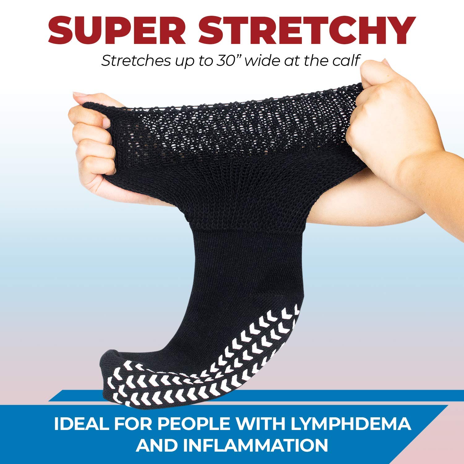 Extra Wide Socks For Swollen Feet, Wide Calf Socks, Diabetic Socks for Women, Hospital Socks for Men With Grips, Lymphedema Sock