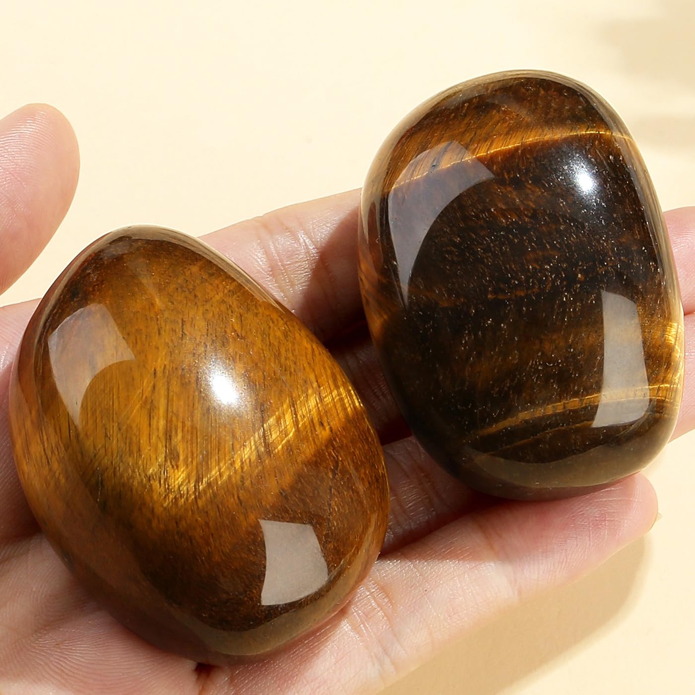 MAIBAOTA 1.6-2.0'' Tigers Eye Crystal Large Tiger Eye Stone Reiki Natural Tumbled Polished Stones for Energy Witchcraft Therapy