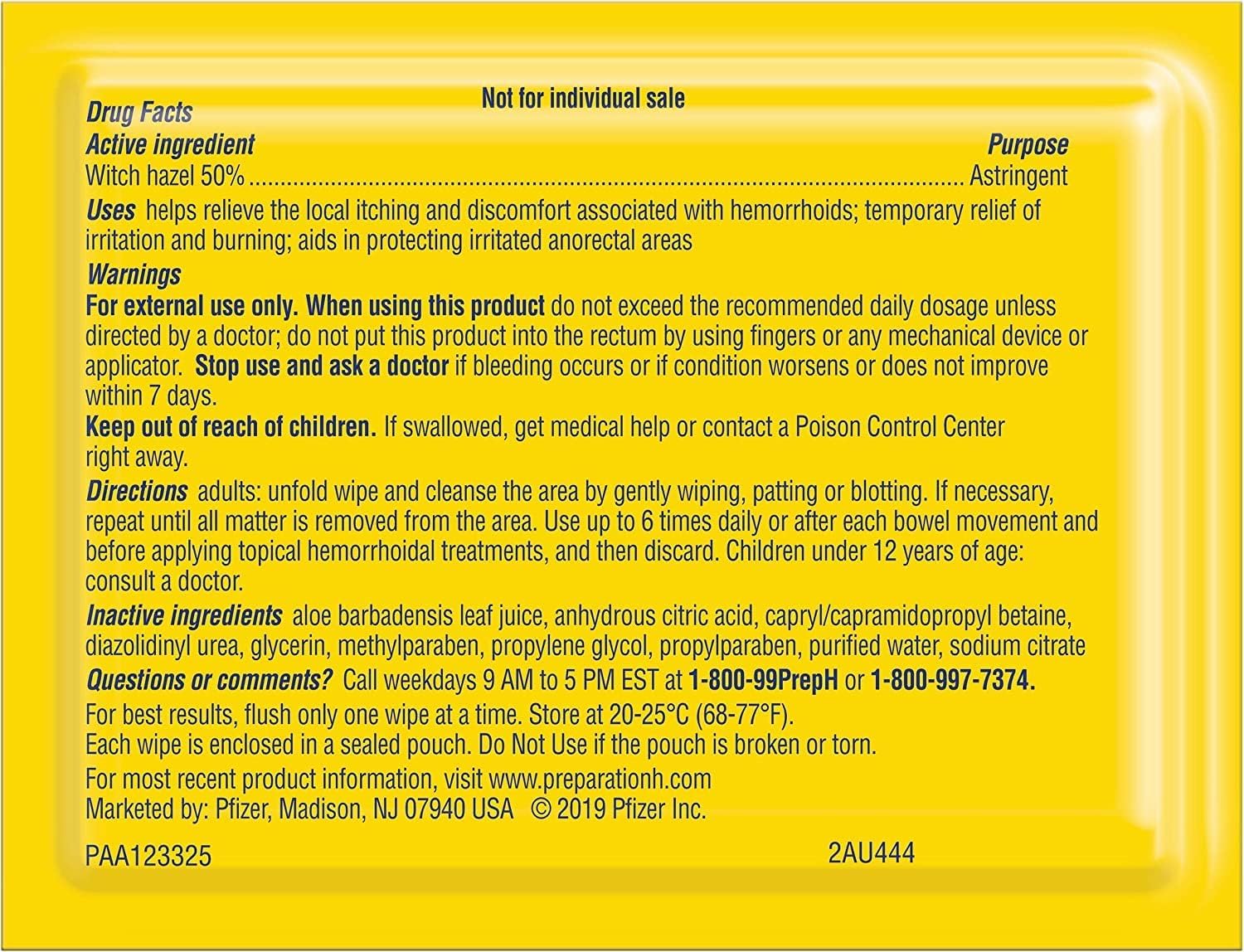 Preparation H Totables, Hemorrhoidal Wipes with Witch Hazel 10 ea(Pack of 2)