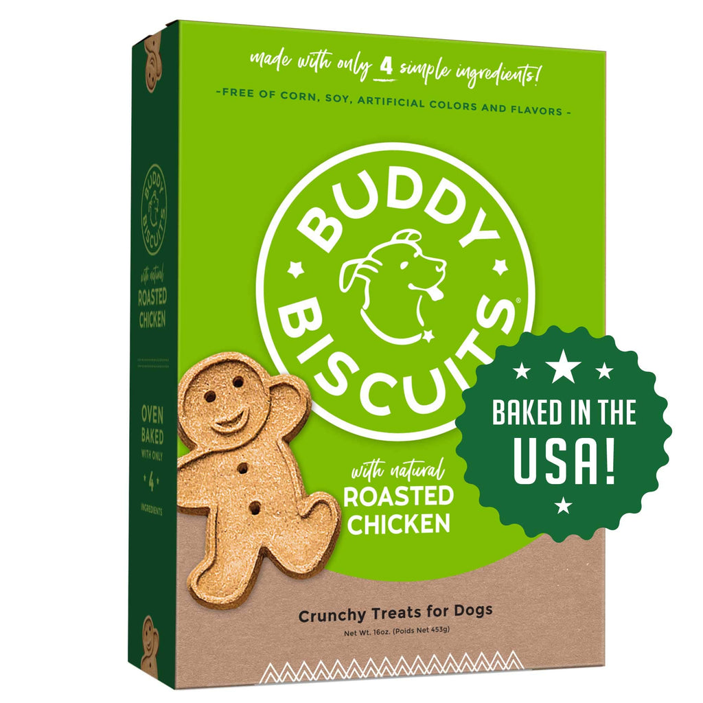 Buddy Biscuits 16 oz Box of Whole Grain Crunchy Dog Treats Made with Natural Roasted Chicken
