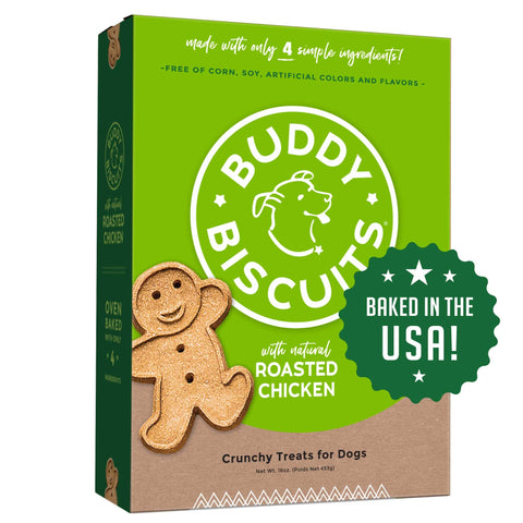 Buddy Biscuits 16 oz Box of Whole Grain Crunchy Dog Treats Made with Natural Roasted Chicken