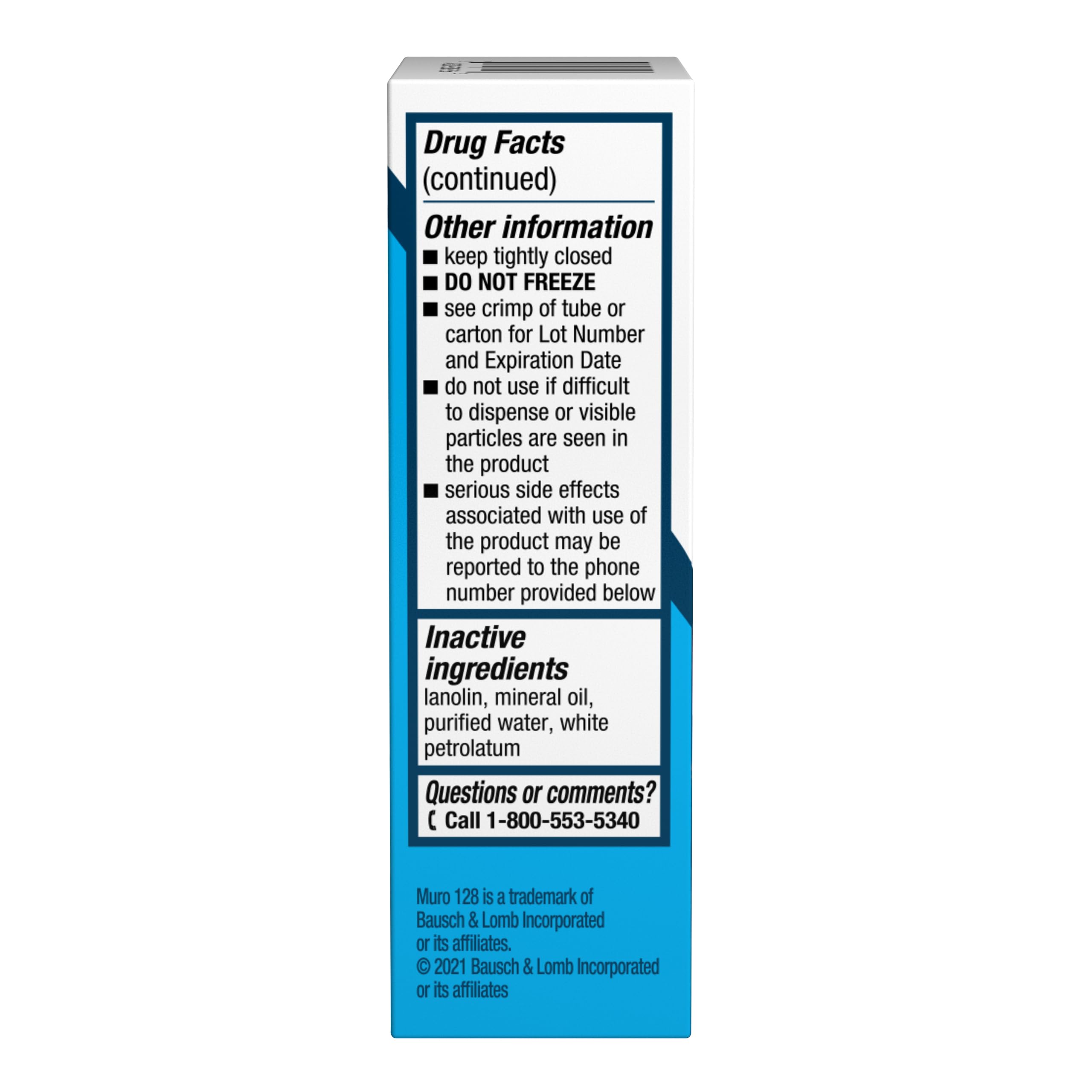 Muro 128 5% Sodium Chloride Hypertonicity Ophthalmic Ointment, from Bausch + Lomb Twin Pack Count (Pack of 1)