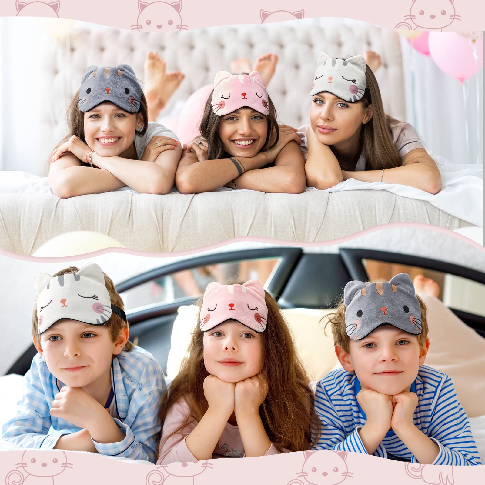 Cute Eye Mask for Sleeping 3 Pieces Cartoon Dog Face Eye Cover Funny Animal Cat Sleeping Mask Soft Lightweight Night Sleep Eye M
