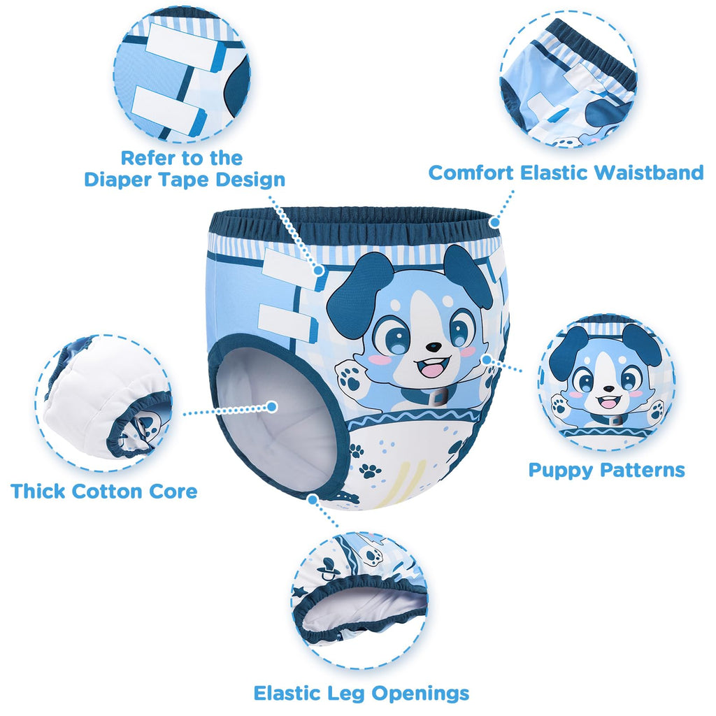 Littleforbig Soft Silky Underwear Comfortable Washable Reusable Adult Training Pants - Little Blue S