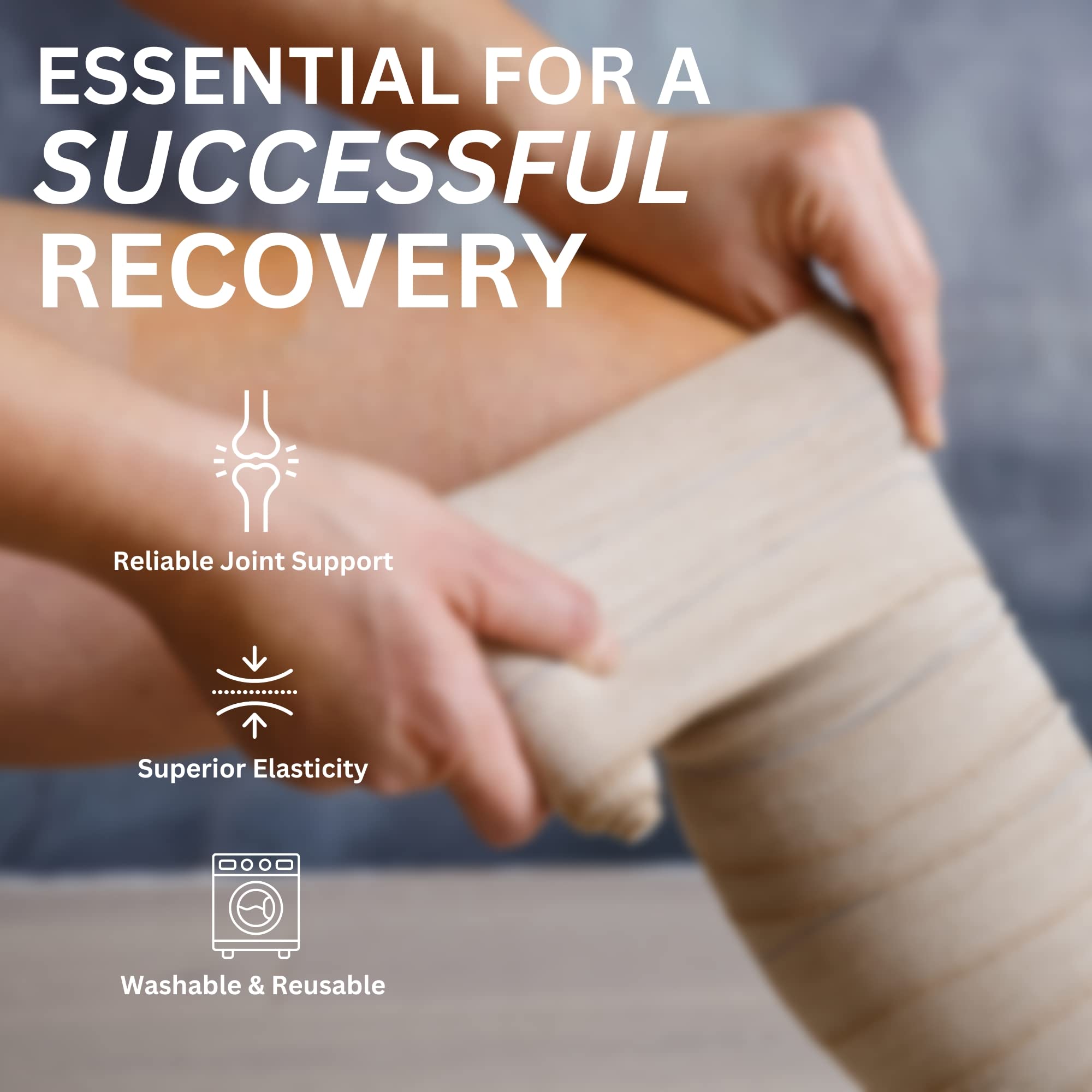 Vakly Elastic Bandage Wrap with Self-Closure [Pack of 10] 6 Inch Comfort Athletic Compression Roll, 5 Yards Stretched for Custom