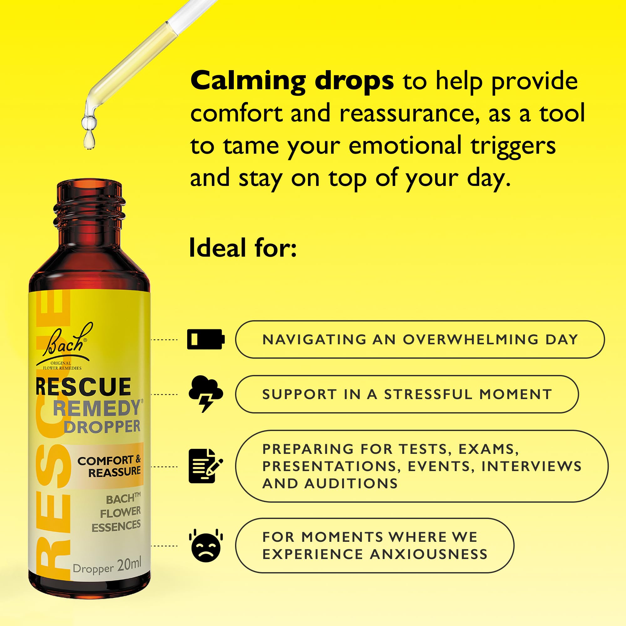 RESCUE REMEDY Dropper, 20mL Natural Homeopathic Stress Relief