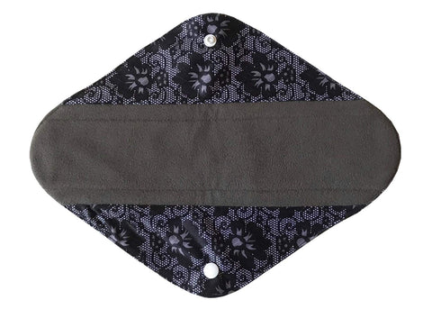 5 Pieces Charcoal Bamboo Mama Cloth/Menstrual Pads/Reusable Sanitary Pads (Black lace, Heavy (12 inch))