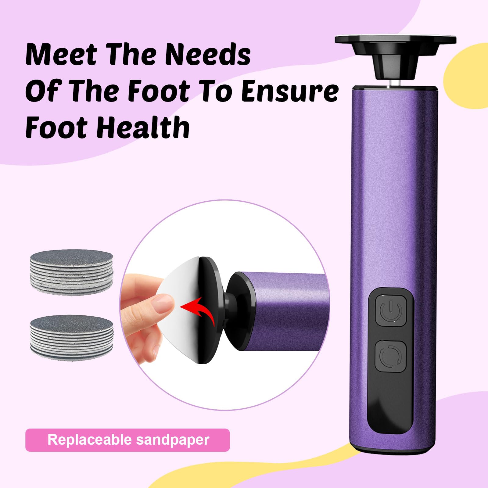 Electric Foot Callus Remover, 9-Speed for Dead Skin & Hard Calluses, Aluminum Alloy, Type-C Rechargeable, Replacement Discs, Spa
