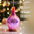 Porseme Rose Gold Essential Oil Diffuser 3D Glass Aromatherapy Ultrasonic Humidifier, Waterless Auto-Off, Timer Setting, BPA Fre