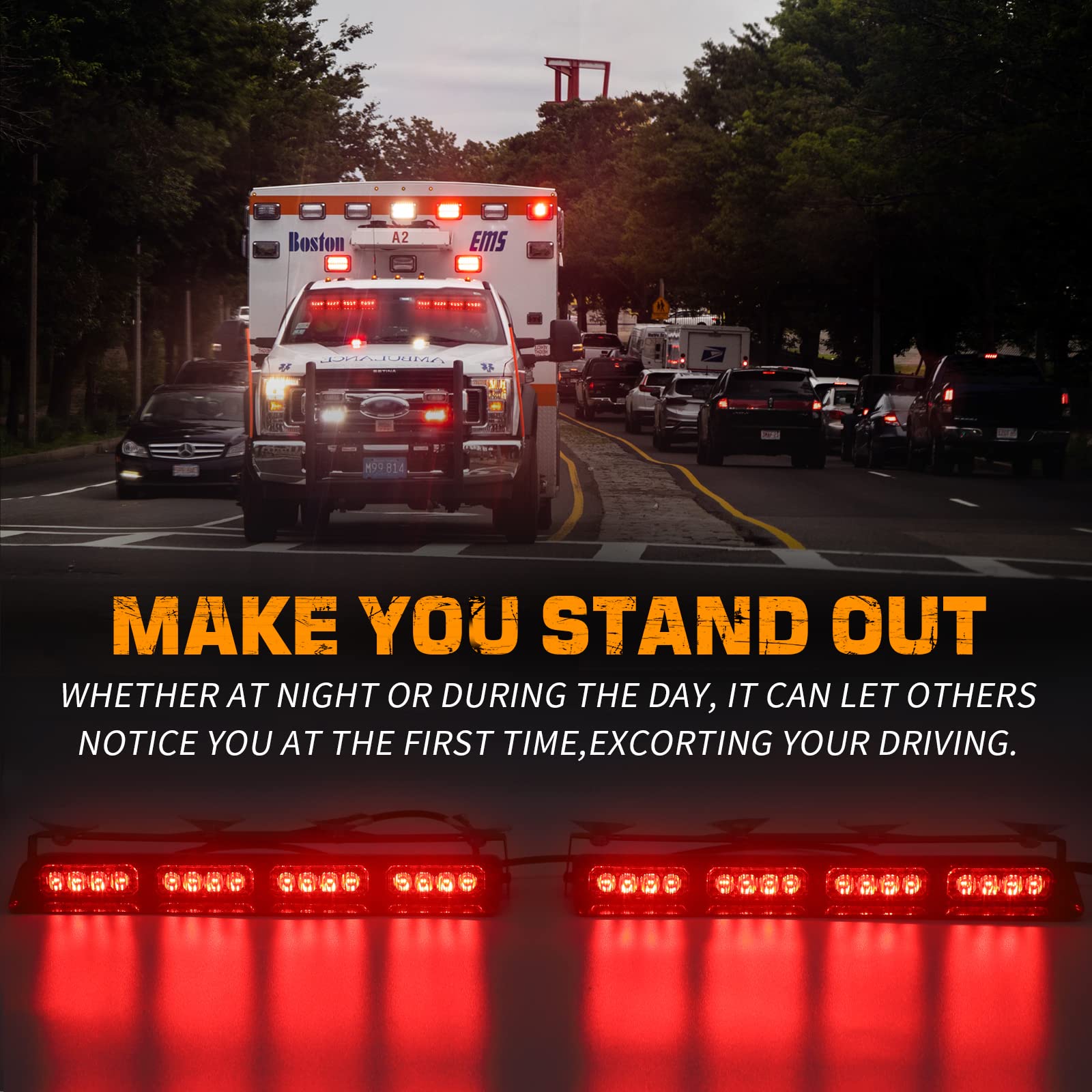 XRIDONSEN Emergency Dash Strobe Lights Safety Flashing Warning Hazard Interior FrontRear Windshield Deck Split Lights wSuction c