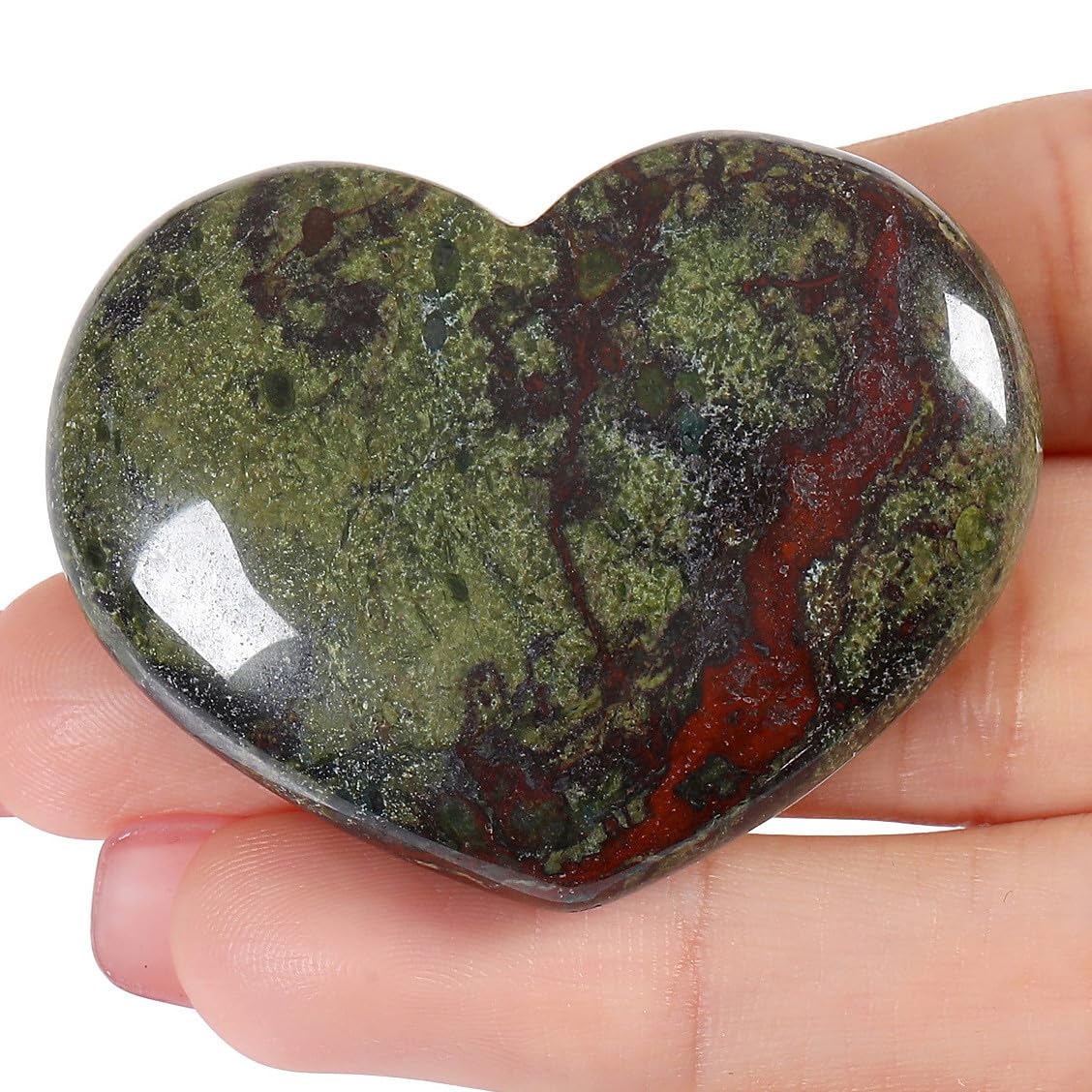 MAIBAOTA 45 mm Bloodstone Crystals Stones Heart Love Crystal Valentines Gifts for Herfriend Wife Palm Stone Reiki Crystal Gemsto