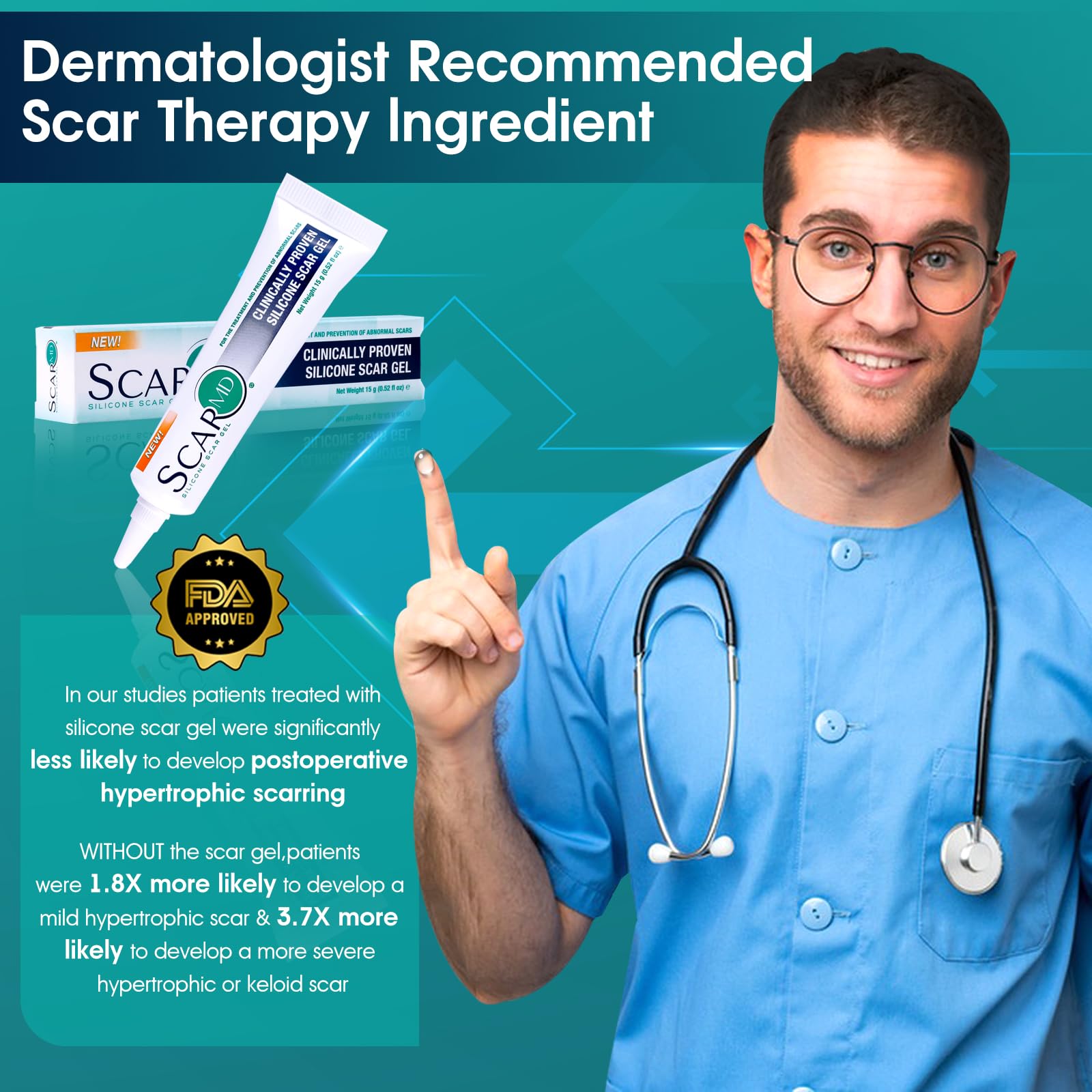 ScarMD Medical Grade Silicone Scar Gel Treatment, Fades Scars from Surgery, C Section, Cuts, Burns and More, Has Naturally Occur