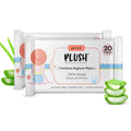 Plush All Natural 100% Biodegradable Intimate Vaginal Wipes For Daily Use || Infused With Aloe Vera || Maintains Ph Balance || 4