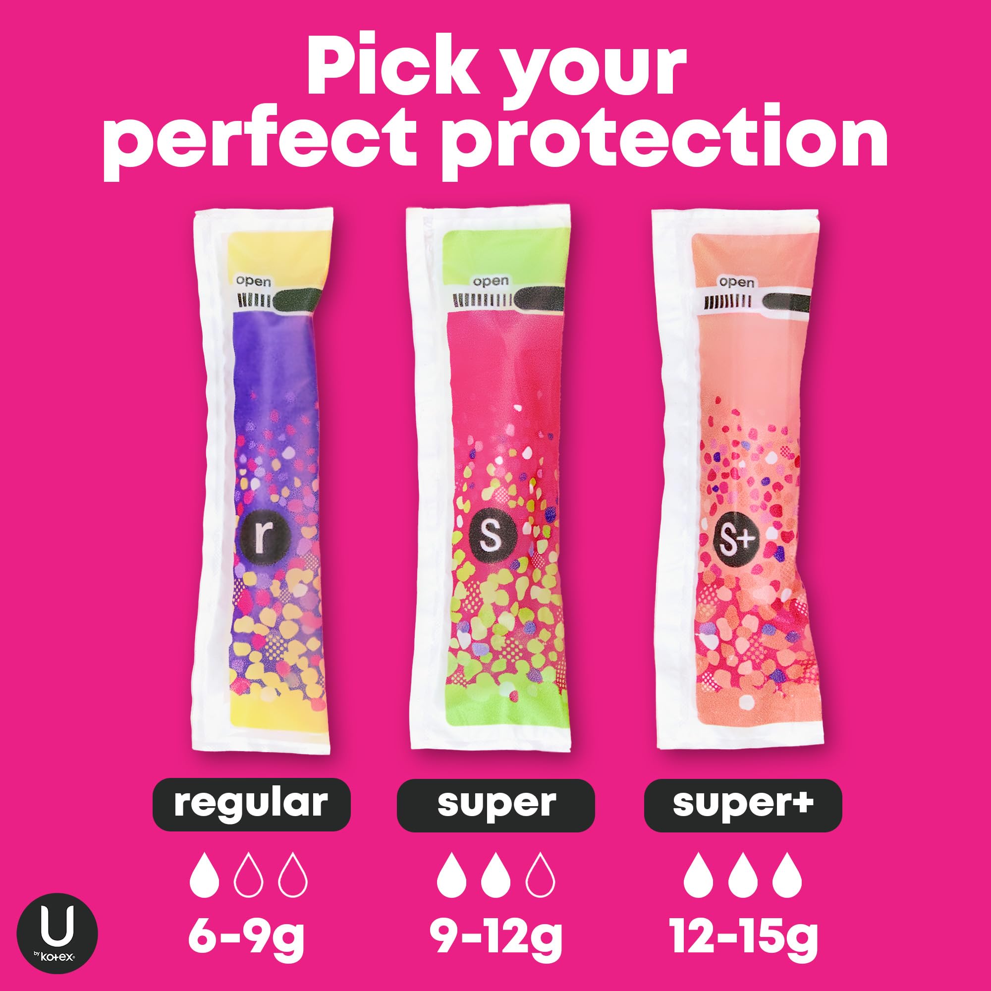 U by Kotex Click Multipack Tampons, Compact, Regular/Super Absorbency, Unscented, 120 Count (8 Packs of 15) (Packaging May Vary)