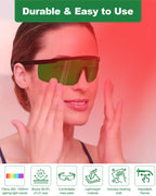 Red Light Therapy Glasses, See-Through Eye Protection for Red Infrared 200-2000nm Full-Coverage Design Adjustable Fit Transparen