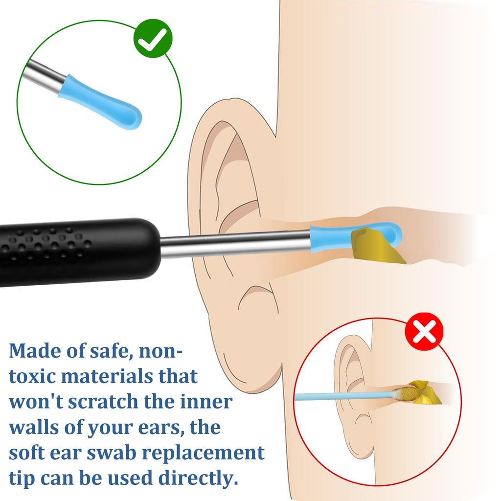 Ear Wax Removal Replacement Tips for Ear Camera 30Pcs Ear Spoon Tips for Wet/Dry Ear Ear Cleaner Tips Wax Cleaning Ear Spoons Ti
