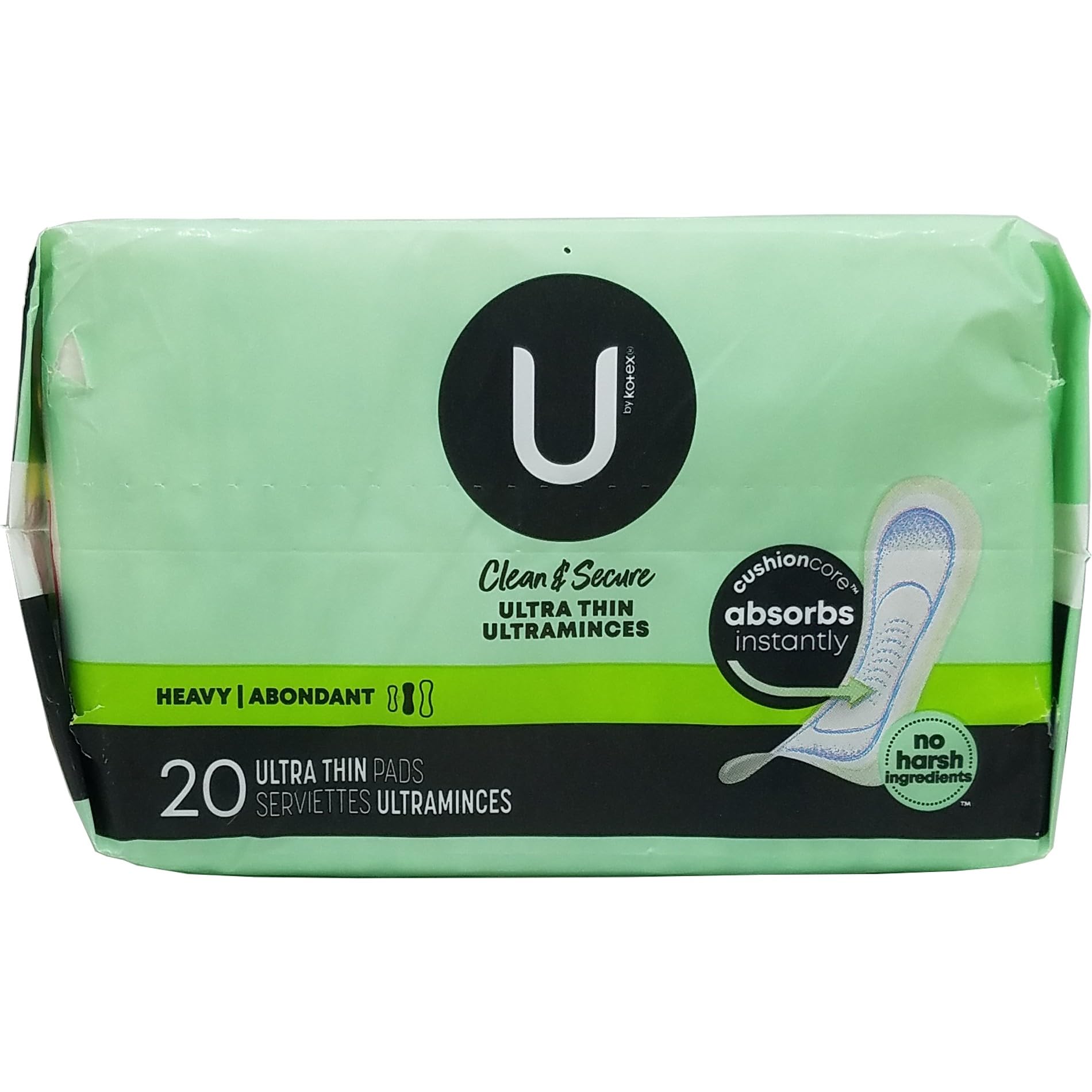 Kotex Ultra Thin Maxi Pads Long for Medium Protection - 20 Pads / Pk, 12 Pack
