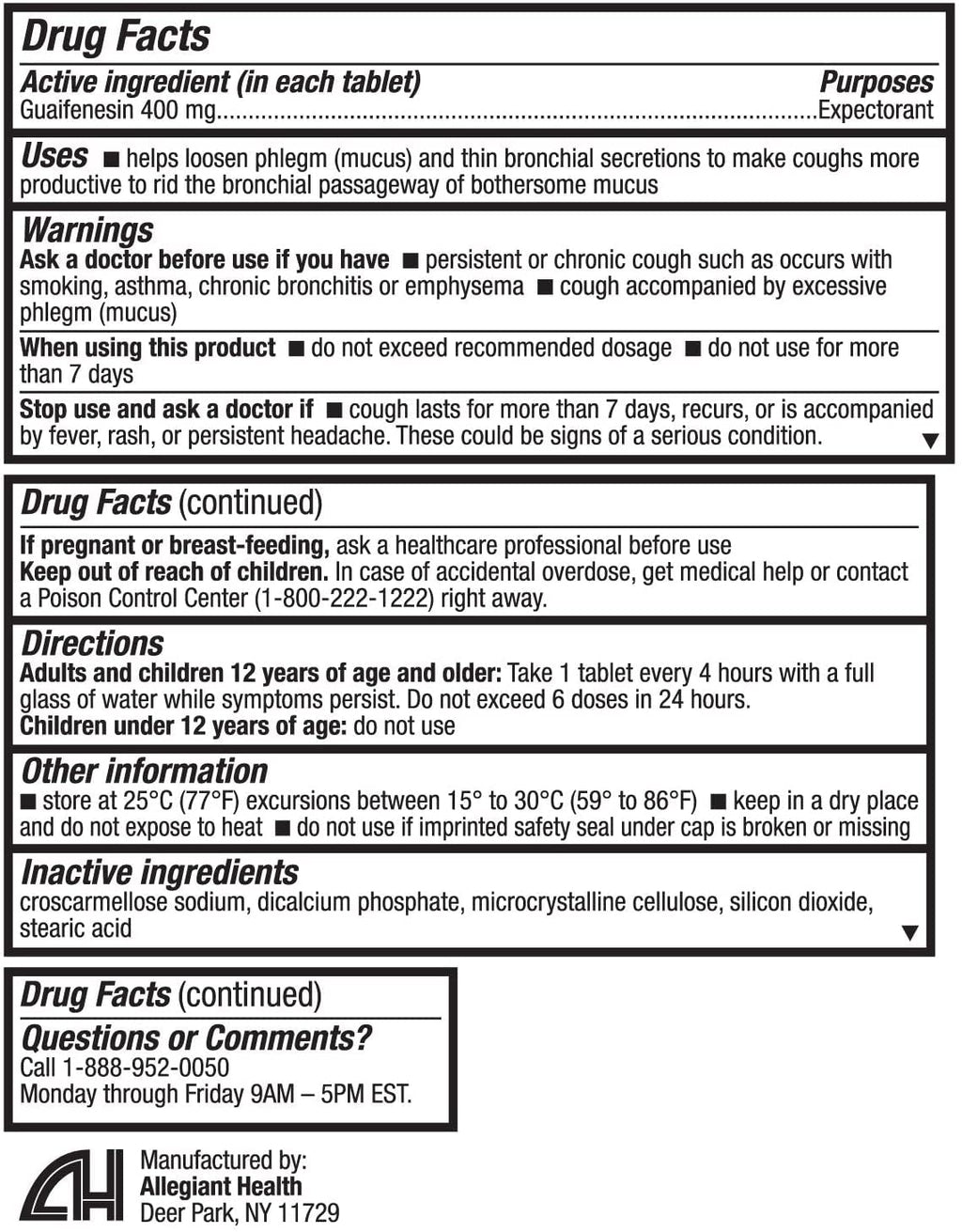 HealthA2Z Mucus Relief | Guaifenesin 400mg | No Benzene | Immediate Release | Expectorant (60 Counts)