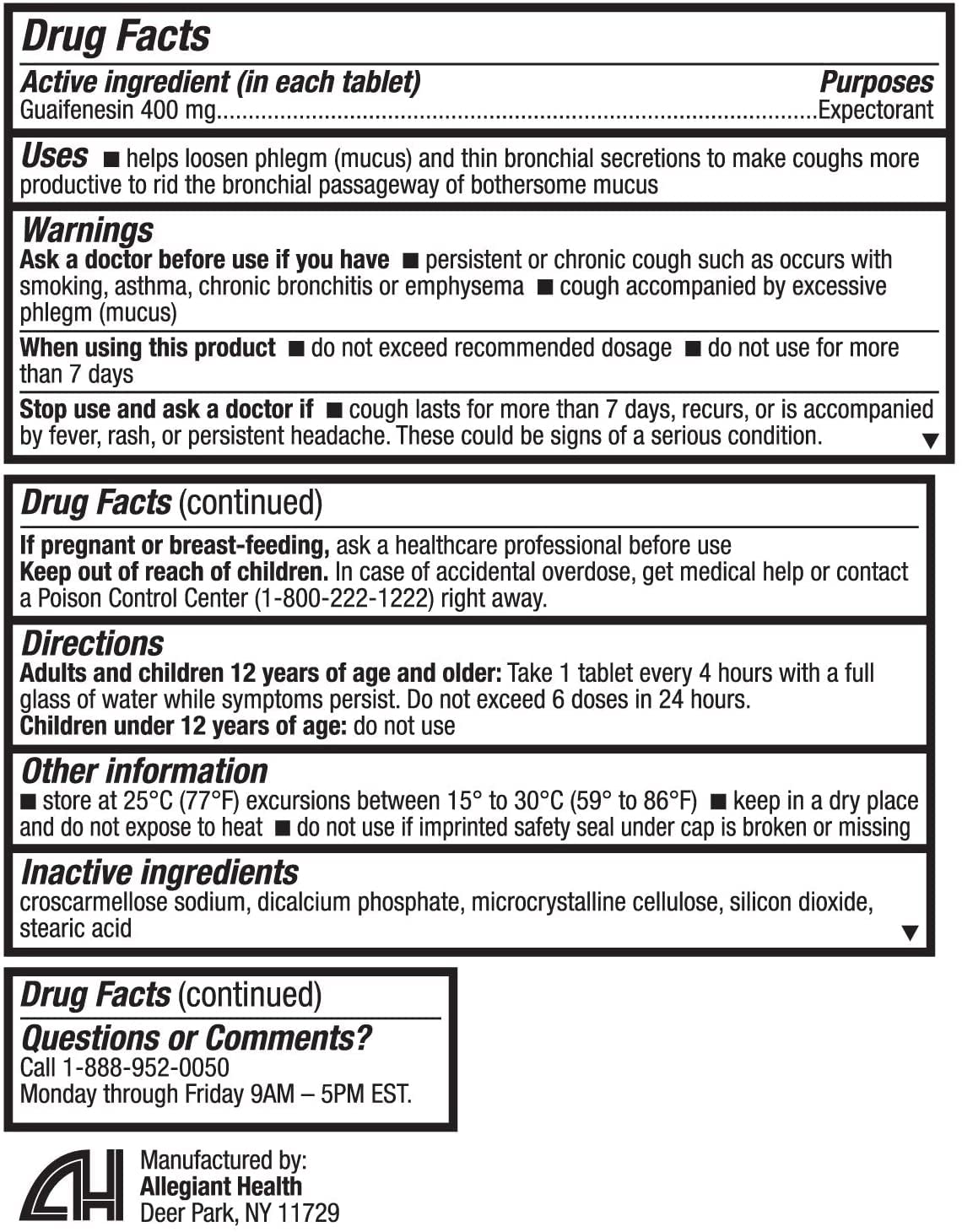 HealthA2Z Mucus Relief | Guaifenesin 400mg | No Benzene | Immediate Release | Expectorant (60 Counts)