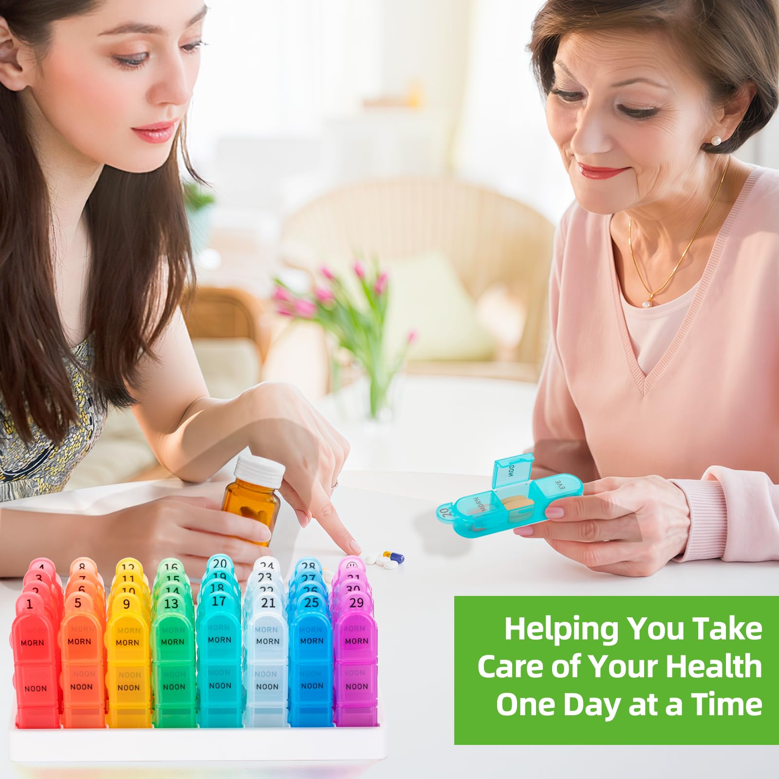 Monthly Pill Organizer, 31 Day Pill Dispenser 3 Times a Day with Small Pill Box, 4 Week Pill Container for Vitamins, Fish Oil, S