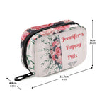 Custom Pill Box 7 Day Pill Case Bag Blossom Flower Personalized Name Travel Pill Organizer Bag with Zipper Portable Weekly Case