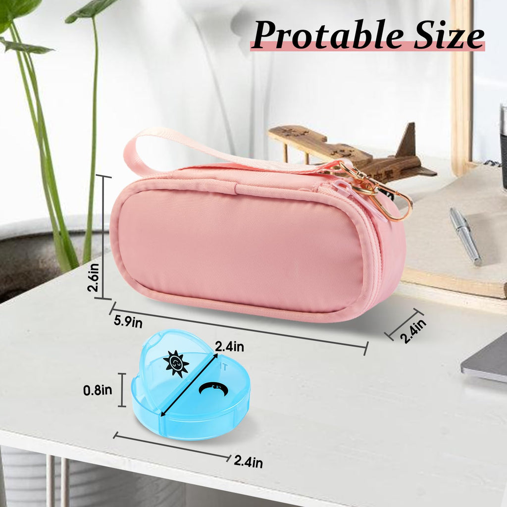 Weekly Pill Organizer 2 Times a Day, Travel Pill Box 7 Day with Large Opening, Pill Case with Handle, Pill Dispenser Medicine Or
