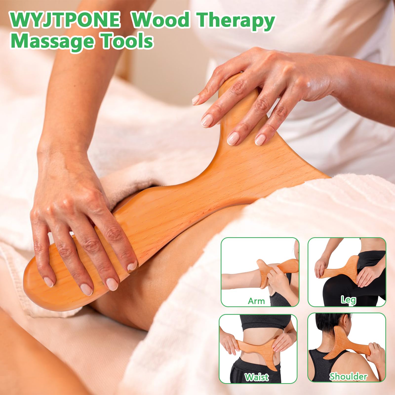 WYJTPONE Wood Therapy Massage Tools 6-in-1 Lymphatic Drainage Massager Maderoterapia Kit,Wooden Massager Body Sculpting Tools,Wo