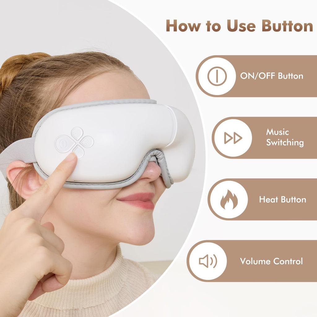 LAOBEN Eye Massager with Light-Blocking Design, 2025 Upgraded Eye Massager with Heat, 5 Modes & 180?Folding Design, Sleep Gift f